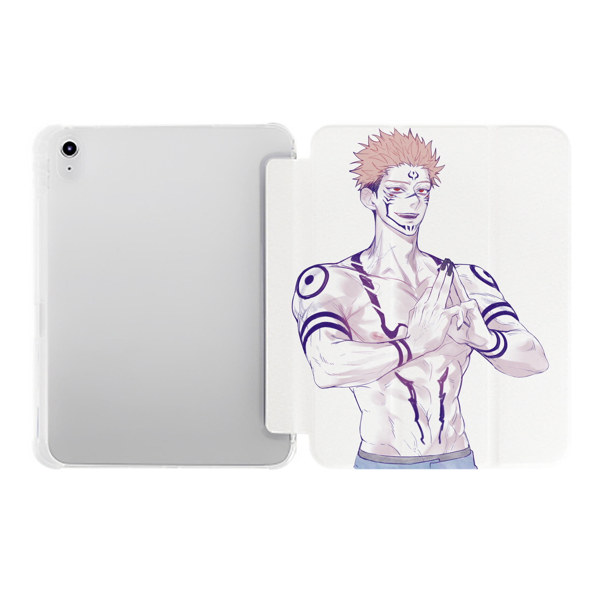 （画像用） 呪術廻戦 Jujutsu Kaisen IPad ケース ペン収納付き 三つ折りスタンド PUレザー×シリコン 対応機種9.5/10.5/10.9インチ